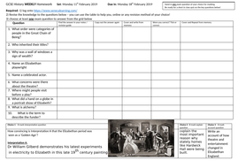 AQA History (9-1) Elizabethan England: Homework and Knowledge Quizzes