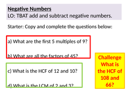 Adding and Subtracting Negative Numbers Differentiated ...