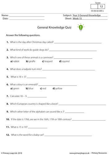 ks2 general knowledge quiz 5 teaching resources