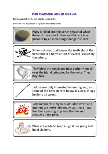 Lord of the Flies plot sort