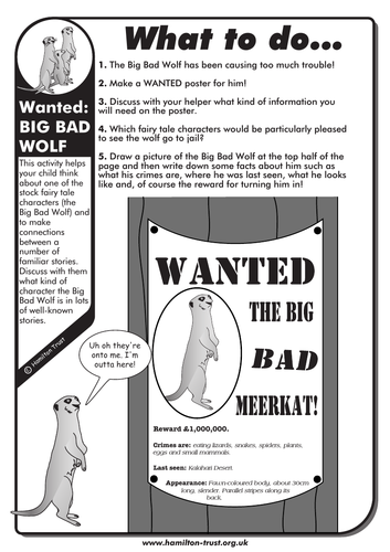 Wanted: Big Bad Wolf - English Homework - KS1