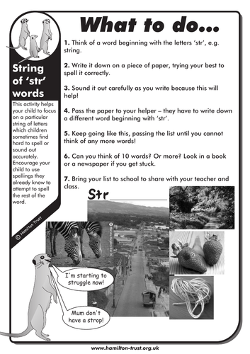 String of 'str' words - English Homework - KS1