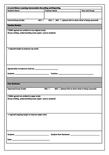A Level learning Conversation Template Teaching Resources