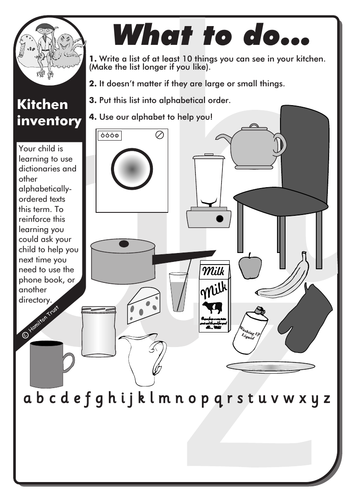 Kitchen inventory - English Homework - LKS2