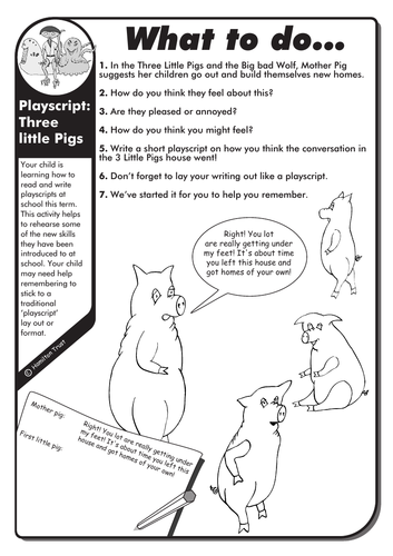 Playscript: Three Little Pigs - English Homework - LKS2