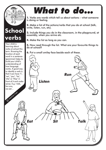 School verbs - English Homework - LKS2