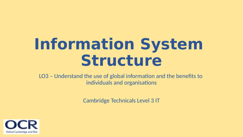 OCR Cambridge Technicals in IT Unit 2 - 3.6 Information system structure
