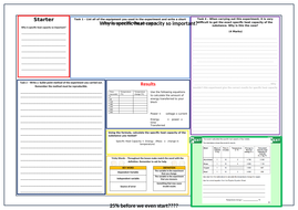 specific heat capacity write up sheet teaching resources