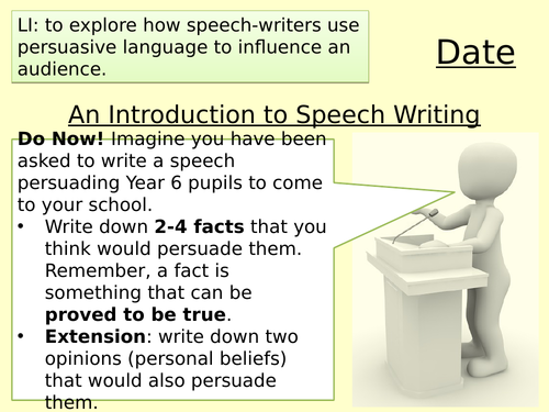 speech writing lesson ks3