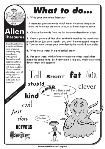 Alien Thesaurus - English Homework - LKS2