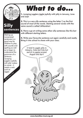 Silly sentences - English Homework - LKS2