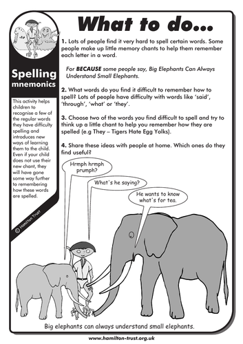 Spelling mnemonics - English Homework - LKS2
