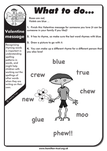 Valentine message - English Homework - LKS2
