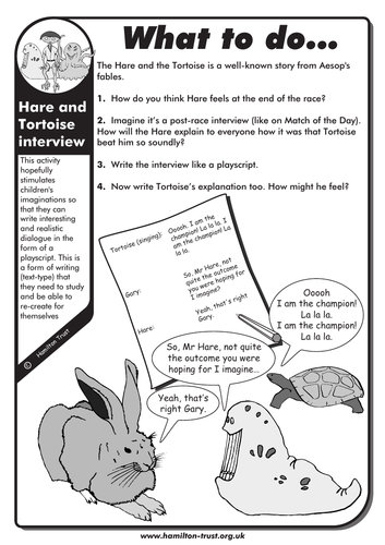 Hare and Tortoise interview - English Homework - LKS2