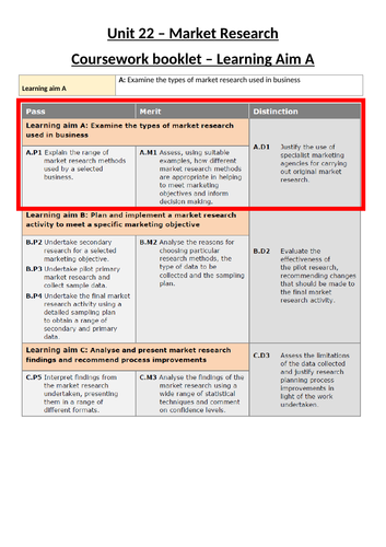 btec business level 3 unit 22 market research assignment 1