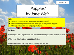 why did jane weir write poppies