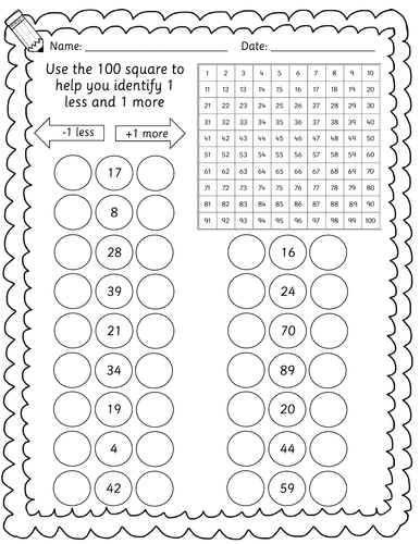 Year 1 2 Maths Worksheets 1 More 1 Less 10 More 10 Less Teaching 