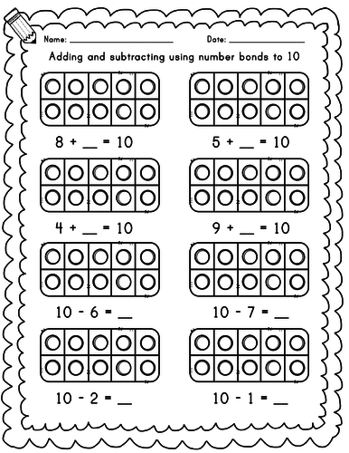 Adding and subtracting using number bonds to 10