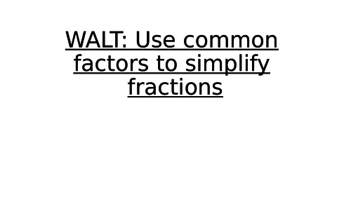Year 6 Fractions: Simplifying
