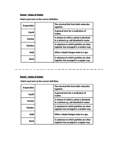 States of Matter, Liquids - Year 7 KS3