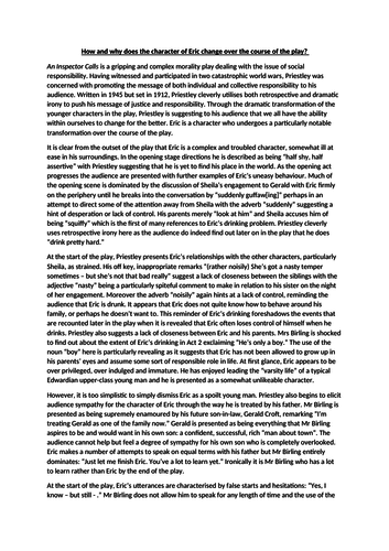 inspector calls exemplar essay