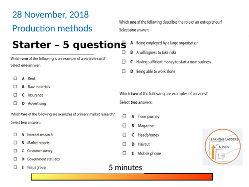 2.3 Production methods exam question | Teaching Resources