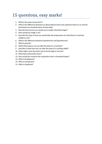 Quick revision questions