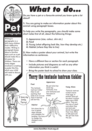 Pet paragraphs - English Homework - LKS2