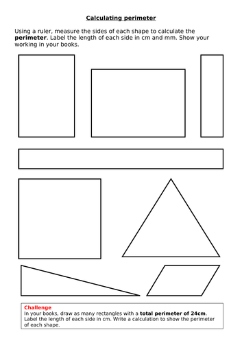 Perimeter worksheets differentiated from YR1 through to YR 6 | Teaching ...