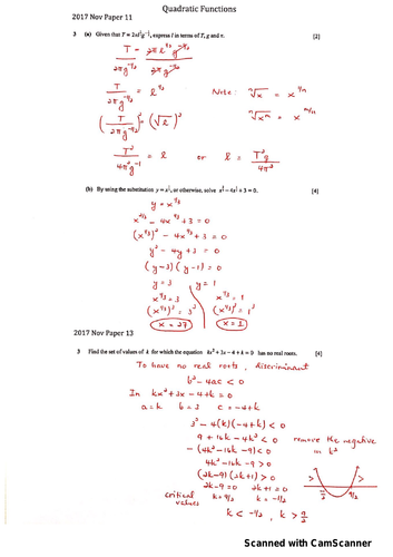 IGCSE Additional Math (0606) QUADRATIC FUNCTION Questions with Detailed ...