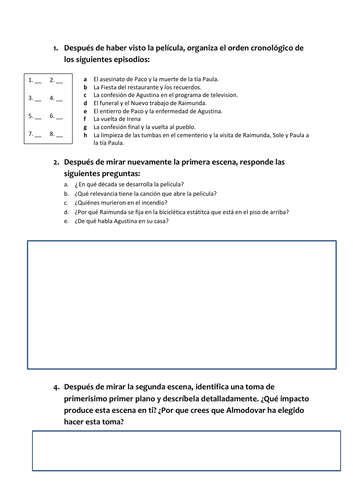 Synopsis of Volver - Spanish Films - A Level Exam