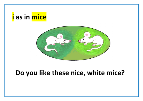 Phonic "iy" reading card, illustrated