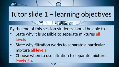 Filtration AQA Activate 1 year 7 KS3  Suitable for delivery by non-specialist