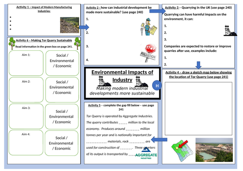 aqa-gcse-geography-worksheet-on-the-impacts-of-industry-on-the-physical