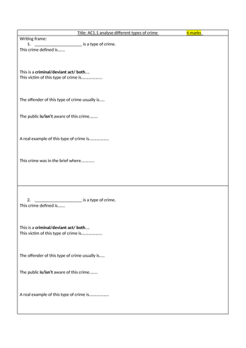 Criminology TASK 1 AC1.1 support sheet