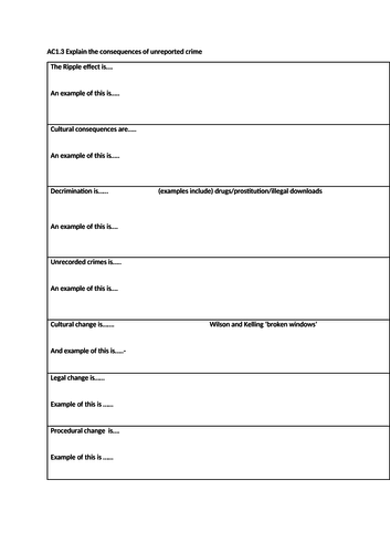 Criminology TASK 1 AC1.3 support sheet