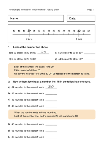 ks2 rounding to the nearest 10 and 100 worksheet and