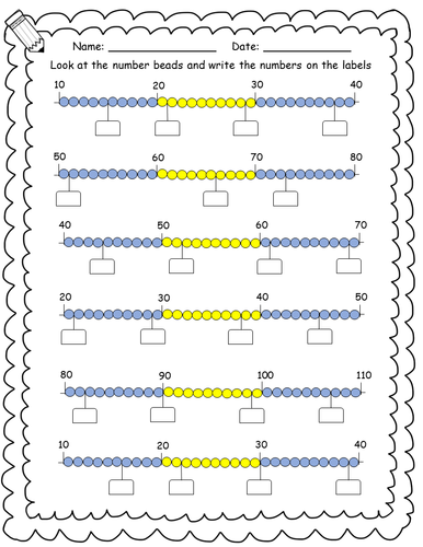 Year 1/2/3 KS1 KS2 Differentiated Number beads worksheets | Teaching