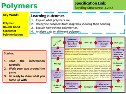 KS4 AQA GCSE Chemistry (Science) Polymers Lesson & Activities