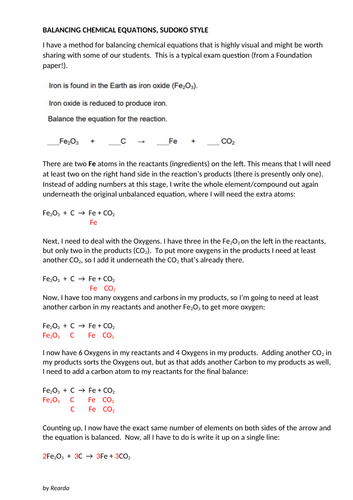 Balancing Chemical Equations - for Visual Learners | Teaching Resources