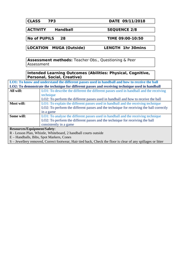 Handball - Passing, Dribbling and Receiving