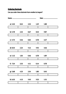 Ordering Decimals - Maths Worksheet | Teaching Resources