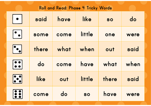 Roll and Read Tricky Words Phase 2 - 5 | Teaching Resources
