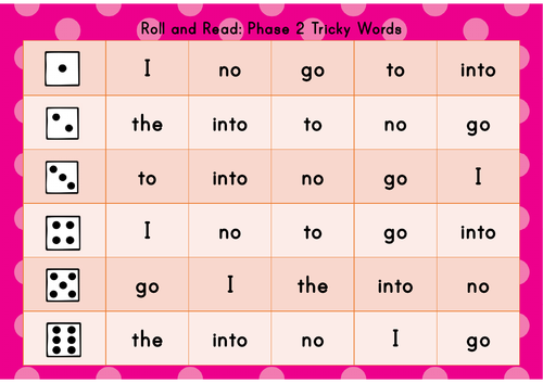 Roll And Read Tricky Words Phase 2 5 Teaching Resources