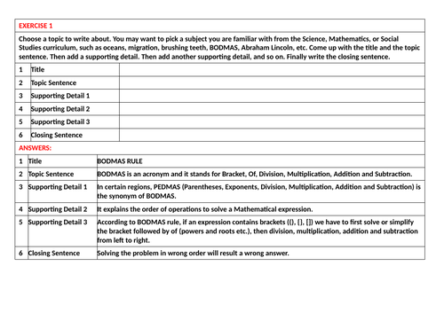 paragraph writing 12 worksheets with answers teaching resources