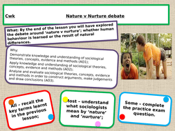 GCSE 9-1 Sociology Nature v nurture | Teaching Resources