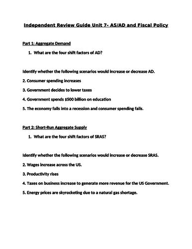 Macroeconomics- Fiscal Policy