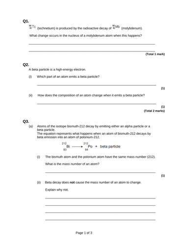 GCSE Physics - Alpha, beta, gamma decay - Lesson 2 | Teaching Resources