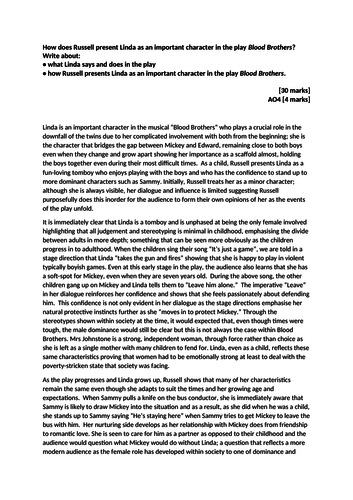 Blood Brothers- Grade 9 example essay