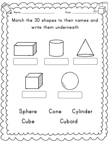 Year 1 3D shapes: 10 Worksheets | Teaching Resources